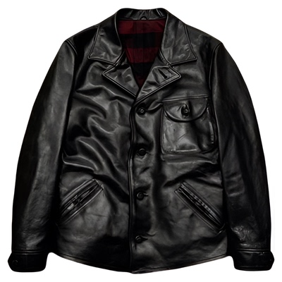 马皮夹克海觉复古翻领修身皮衣