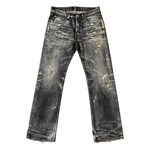 WIROTE威络BOOTCUTS靴裤缝补破洞猫须微喇叭裤赤耳牛仔裤美式复古