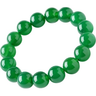 绿玛瑙手串女男东海水晶玉髓翡翠玉石串珠散珠子黑白黄红玛瑙手链