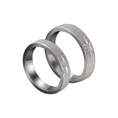 旦早轻奢足银情侣定制戒指