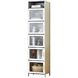 书柜现代简约带门防尘格子柜组合立柜窄柜书架储物柜置物落地实木