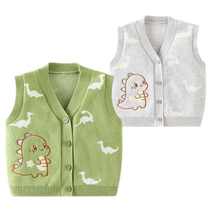 婴儿马甲秋装男童针织小背心男宝宝幼儿春秋外穿马褂小童毛衣坎肩