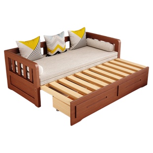 实木沙发床客厅可折叠小户型多功能储物双人床新款可伸缩推拉两用