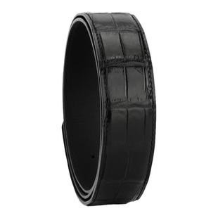 莫仕顿圆头鳄鱼皮黑色替换皮带3.8定制尼罗不拼接男士鳄鱼腰带
