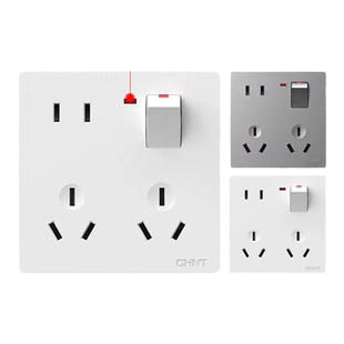 正泰开关插座面板86型家用墙壁暗装电源厨房一开八孔暗装错位8孔
