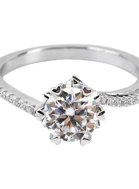 经典六爪莫桑钻戒指女时尚轻奢