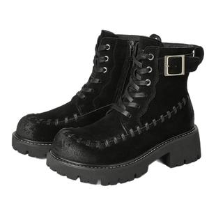 MILLIE S/妙丽2025秋冬新款时尚百搭厚底增高马丁靴女休闲短靴