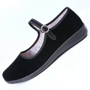 老北京布鞋女工装鞋黑色酒店工作礼仪鞋女广场舞鞋防滑平底妈妈鞋