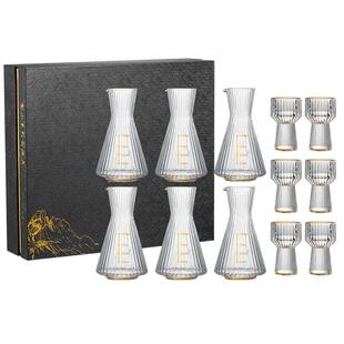 高档中式水晶玻璃白酒杯套装家用轻奢小一口杯二两分酒器酒盅酒具