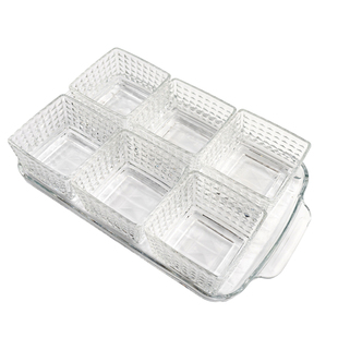 茶几零食收纳盒干果坚果点心摆放盘小吃火锅蘸料碟家用玻璃盘套装