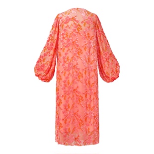 SIQIYOUNG 烧花丝绒樱花连衣裙 底布100%桑蚕丝提花宽松廓形长裙