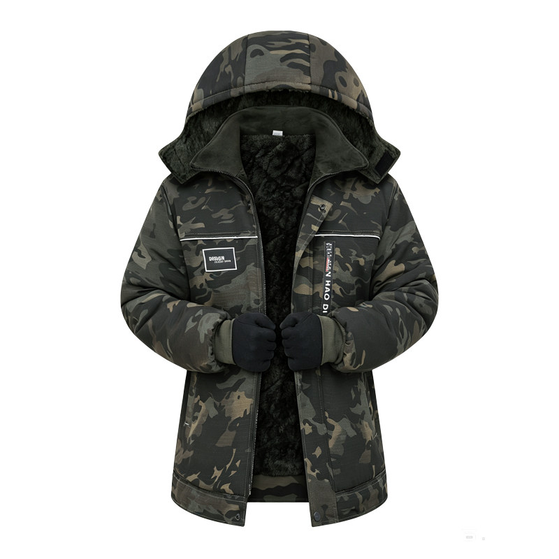 冬季迷彩棉衣棉袄加绒加厚劳保棉服冷库防寒服夹克款耐磨保暖工装