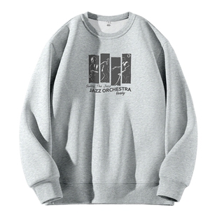 班尼路男士卫衣春季灰色棉质重磅长袖日常户外运动休闲衣服男款A