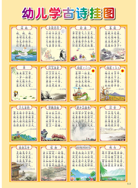 识字拼音唐诗宋词经典墙贴挂图