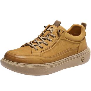 百丽男鞋加绒棉鞋休闲板鞋男士新款冬季真牛皮工装鞋子8YE01DM5