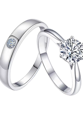 情侣足银情侣对戒纯银戒指男女