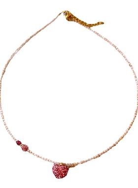 韩系甜美镶钻水晶爱心吊坠项链