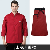 Красный лонгслив, фартук