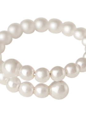 温柔简约叠戴人造珍珠素圈戒指女