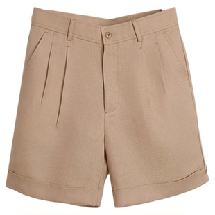 【天丝亚麻】平圆方中夏季老钱风慵懒度假高腰短裤男休闲五分裤