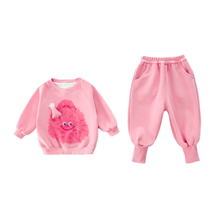 女童卫衣套装春装2026新款巨好看儿童装春秋季女宝宝洋气运动衣服