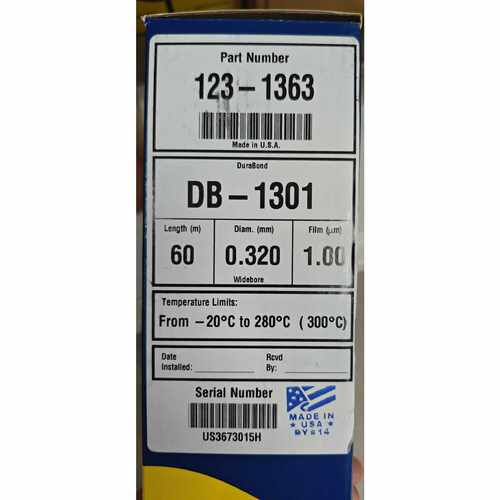 议价安捷伦色谱柱1231363DB1301气相色谱柱60m0.32mm1.00m适用