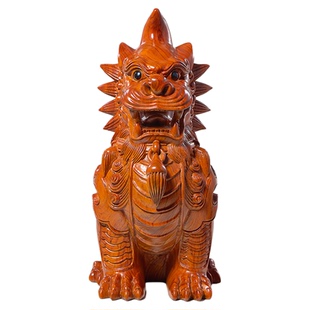 花梨木雕瑞兽獬豸摆件律师法务法官办公室装饰品红木开业乔迁礼品