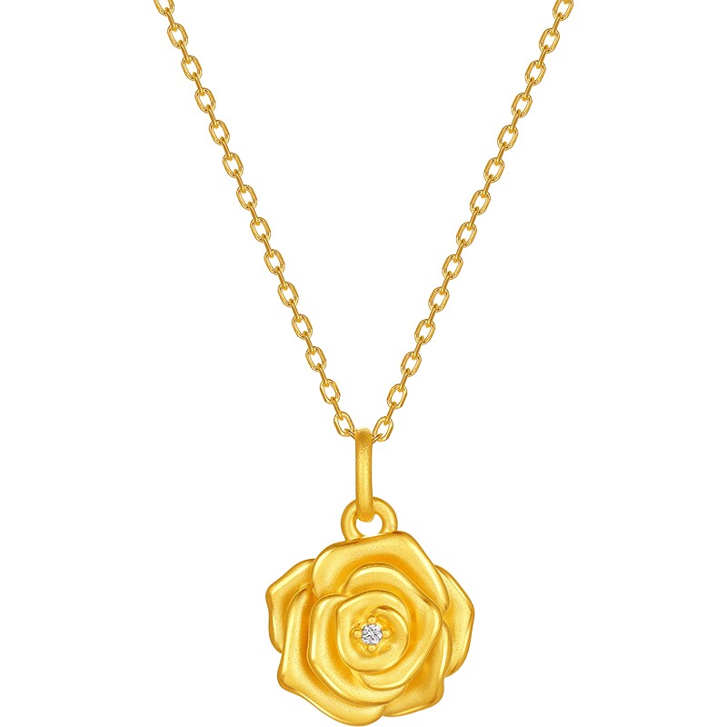 周六福黄金镶嵌钻石吊坠女款