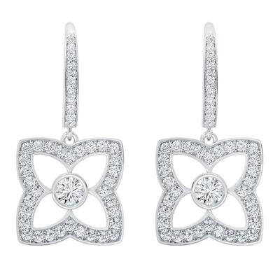 [情人节礼物]戴比尔斯 Enchanted Lotus Bloom 白金钻石耳环
