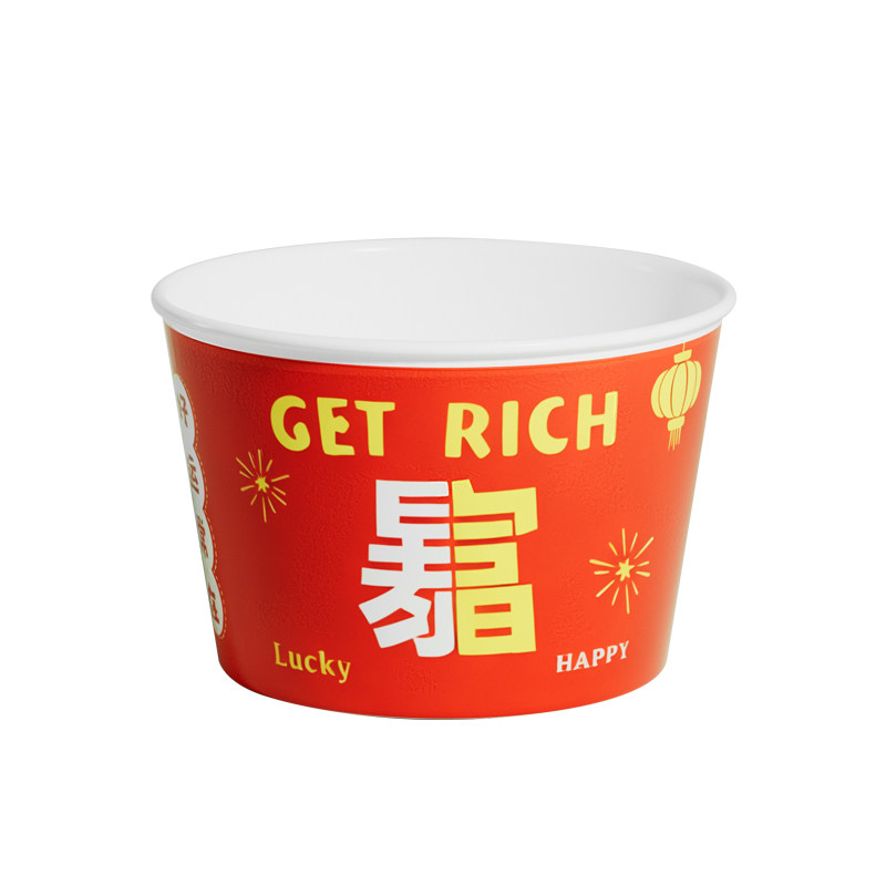 原生木浆一次性打包纸碗圆形三明治餐盒加厚50个装定制食品级纸质