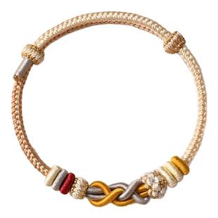 手工编织发财结手绳女手链八股红手绳可穿黄金diy配饰情侣可调节