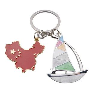 迷你合金小帆船吉祥独木舟航海轮船小艇模型挂件礼物礼品学生饰品