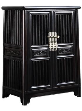 天纵紫光檀对开镂空圆角柜