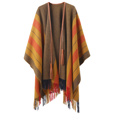 高端羊毛羊绒斗篷式披肩