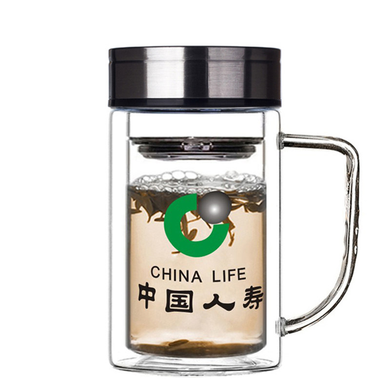 耐热双层玻璃杯礼品纪念定做水杯子刻字定制logo中国人寿保险广告