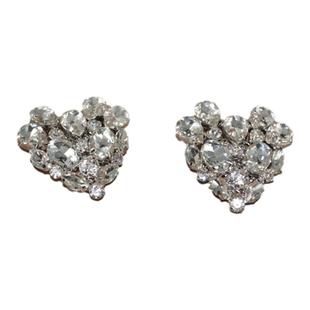 欧美夸张轻奢彩钻爱心耳夹女小众无耳洞耳环2025年新款气质大耳饰