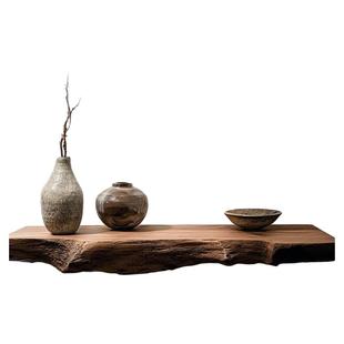 蜀木创艺实木壁挂置物架客厅背景墙悬空墙上不规则壁挂式玄关隔板