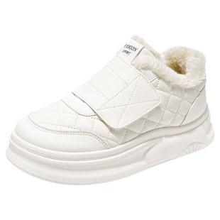 女士加绒运动鞋女冬季防滑软底保暖妈妈鞋魔术贴女鞋大码42码棉鞋