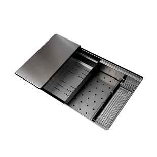 DRAX月球304不锈钢功能水槽非枪灰手工制作大单槽厨房洗菜盆拉丝