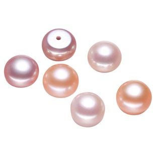 天然淡水馒头真珍珠白色粉紫色扁圆半圆单孔半孔diy胸花耳钉戒指