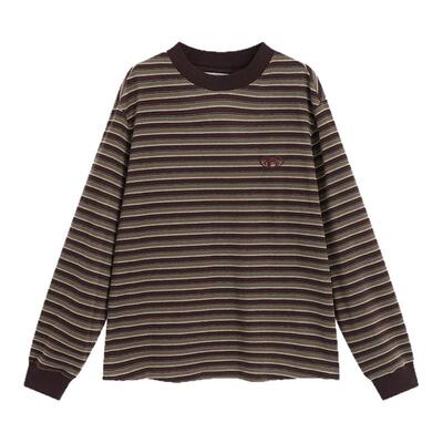 Bobbybecky复古条纹撞色石墨烯保暖复古条纹卫衣