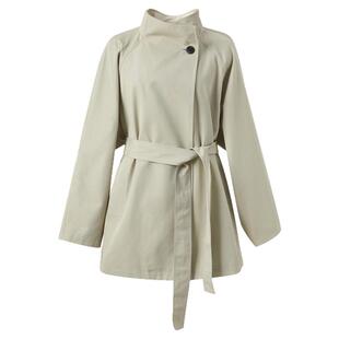 三彩2025春季新款立领风衣一粒扣腰带廓形感外套休闲气质M