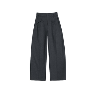 【解构美学】灰色西装裤女醋酸莱赛尔酷飒风直筒裤高腰垂感阔腿裤