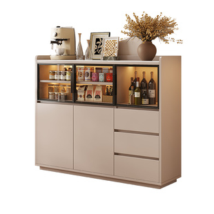 实木餐边柜岩板储物柜靠墙一体客厅家用轻奢茶水柜厨房边柜置物柜