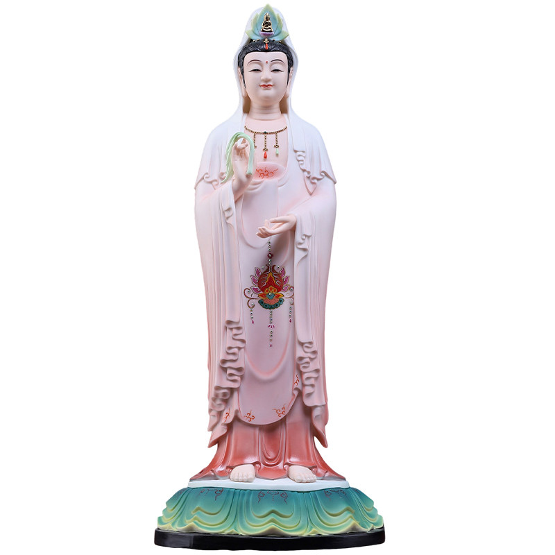 陶瓷精工彩观世音菩萨佛像摆件