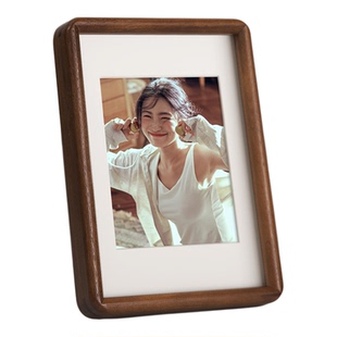 胡桃木相框摆台照片定制洗相片加打印做成高级感实木6寸情侣写真