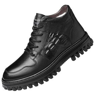 冬季男士棉鞋真皮羊毛棉皮鞋加绒保暖高帮东北过冬皮毛一体男鞋子