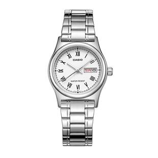 Casio卡西欧手表女钢带指针日历星期小表盘石英女表LTP-V006D-7B