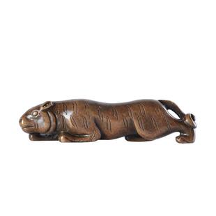 蜀乐文房青铜器伏虎卧地虎型镇尺镇纸 笔置笔搁简约笔架多功能笔山收藏用