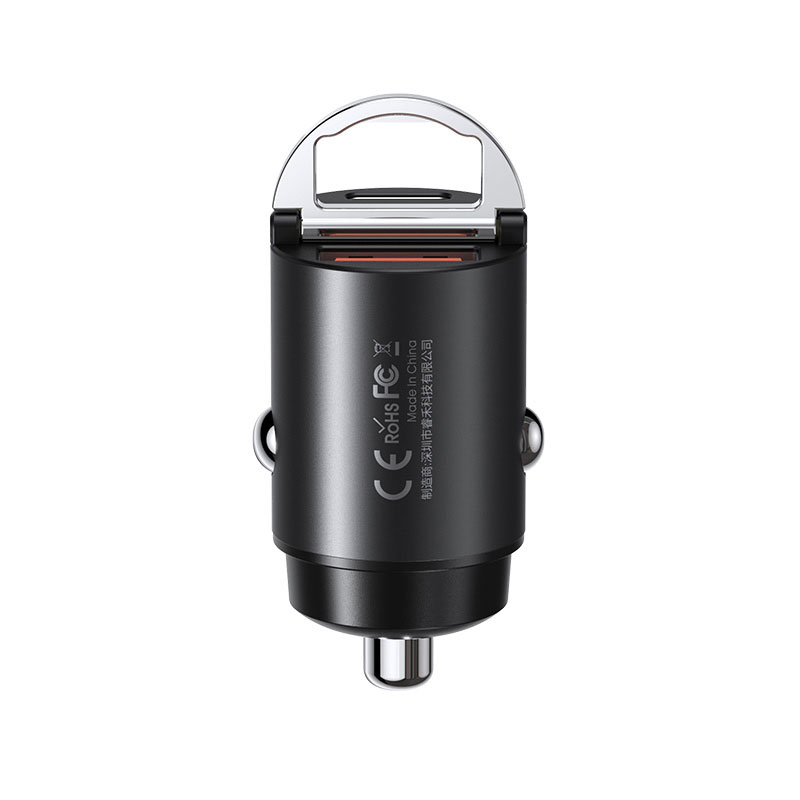 REMAX双口30WQC/PD快速车载充电器USB-C/A点烟器合金隐藏车充头22.5W隐形式45W小短转换插扩展一拖二